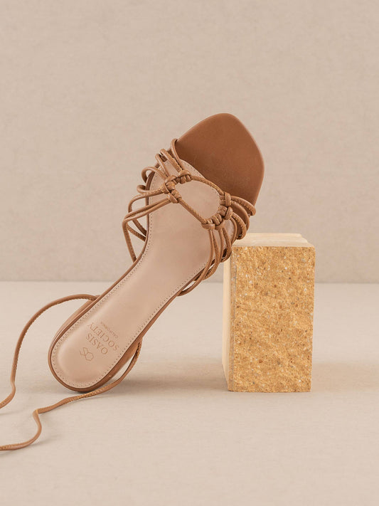 The Celia Brown | Knotted Lace-Up Heel