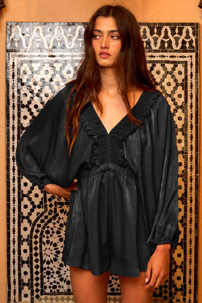 V-neck Satin Romper