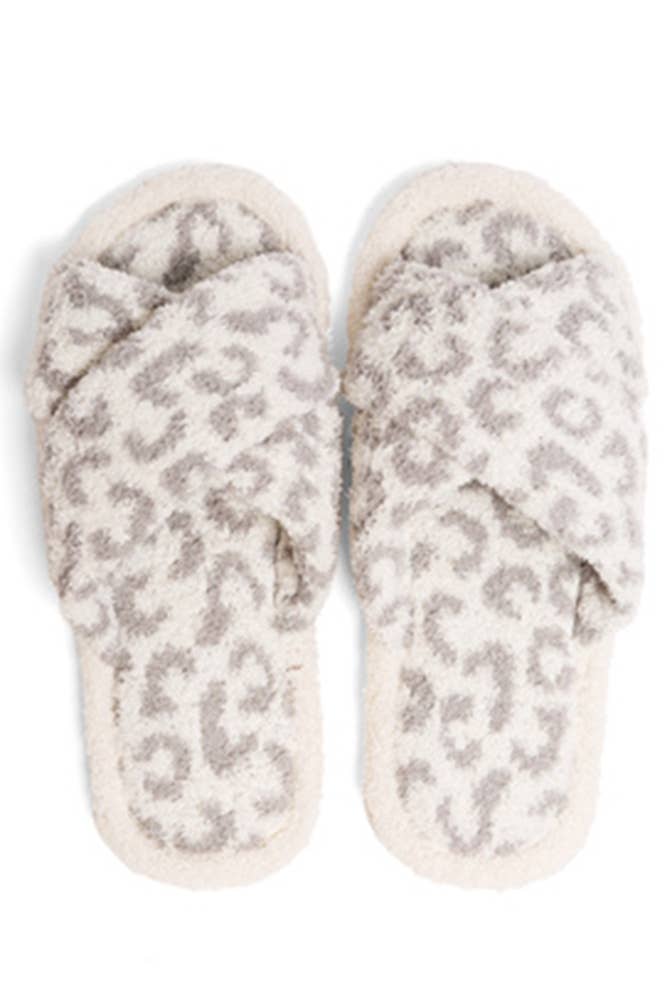 Leopard criss-cross slippers