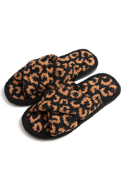 Leopard criss-cross slippers